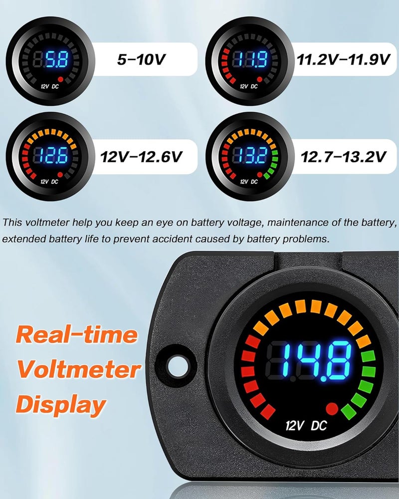 IZTOSS Digital Voltmeter, Waterproof 12V DC Voltmeter with LED Digital Display, Includes Mounting Plate and Wiring, Suitable for Boat, Car, Motorcycle, Truck, RV Accurate Voltage Monitoring - Image 4